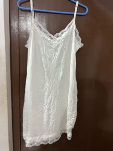 White Lace Trim Slip Dress