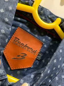 Blue Casual Denim Shirt With Micro Print