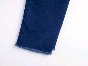 Blue Frayed Hem Denim Jeans