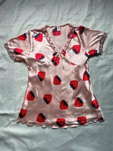 Strawberry Print Satin Nightdress