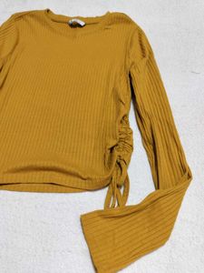 Ribbed Mustard Yellow Long Sleeve Top  💛