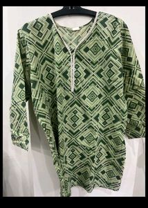 Green Geometric Print Kurta
