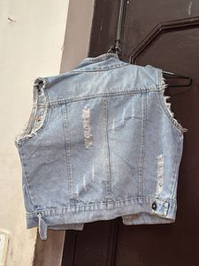 Distressed Denim Vest