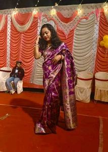 🔥Purple Banarasi Silk Saree😱