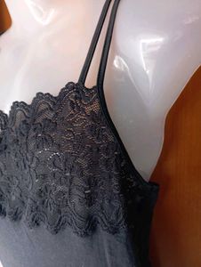 Black Lace Trim Cami Top