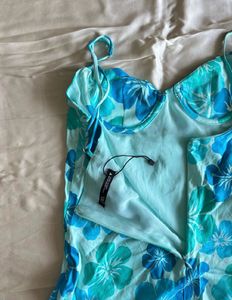 Zara Blue Floral Mini Dress