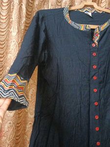 Elegant Black Kurta with Geometric Print
