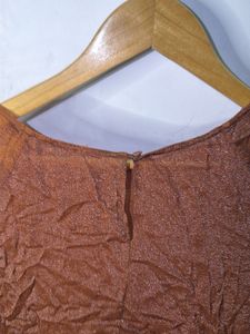 Brown Textured Sheer Long Sleeve Top