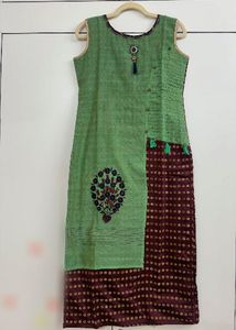 Stylish green and wine kurta
