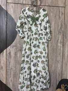 Elegant Leaf Print Maxi Dress
