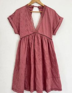 Boho Eyelet V-Neck Dress