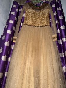 Royal Champagne Gold Embellished Shimmer Net Gown