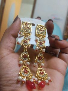 Elegant Gold Jhumka Earrings with Pearls