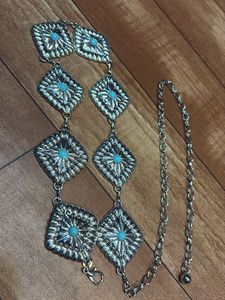 Western Style Silver Turquoise Belt