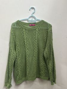 Green Crochet Knit Sweater