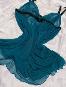 Sheer Teal Night Slip babydoll dress