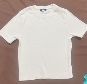 Cream Crew Neck Long Sleeve Top