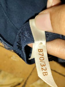 Elegant Navy Blue Lace Trim Padded Bra