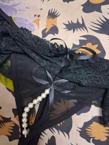 Black Lace Thong Panty