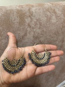 Exquisite Blue Stone Hoop Earrings