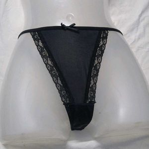 ⭐ Black Lace Trim Thong Panty