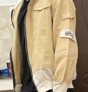 Beige Hooded Casual Jacket