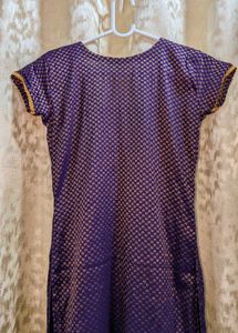 Purple Gold Brocade Ethnic Kurta