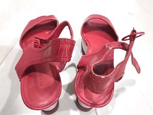 Stylish Red Wedge Sandals
