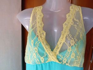 Comfortable Teal Nightgown with Lace