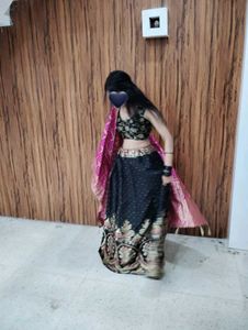 Elegant Black &amp; Pink Lehenga Choli