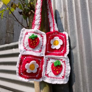 Premium Crochet Square Bag with zip and inner