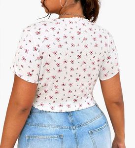 Floral Button-Up Lettuce Hem Crop Top