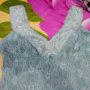 Blue Lace V-Neck Cami Top