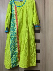 Vibrant Lime Green Embroidered Kurta
