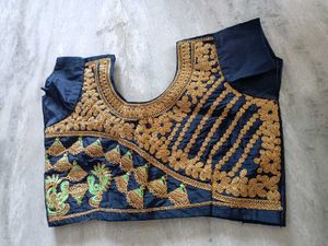 Embroidered Navy Blue Blouse