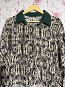 Retro Floral Print Collared Shirt