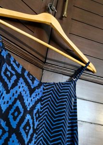 Svrnaa Blue Geometric Print Maxi Dress
