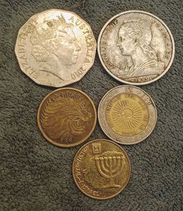 Foreign Coins Set For Students (5 Pcs)