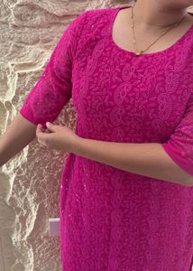 Beautiful Pink Chikankari Kurta