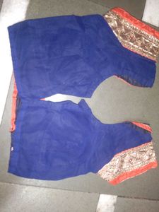 Designer Blue &amp; Coral Blouse