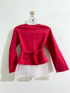 Red V-neck Tops