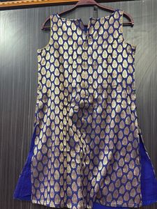 Blue &amp; Gold Brocade Saree