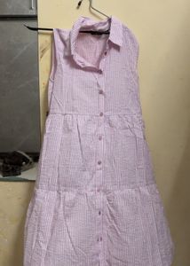 Chic Striped Tiered Shirt Dress