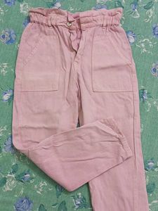 Pink Paperbag Waist Pants