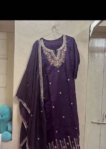 Elegant Purple Embroidered Kurta Set with Dupatta