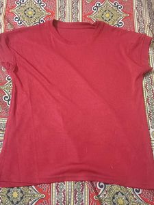 Red Basic Round Neck T-Shirt