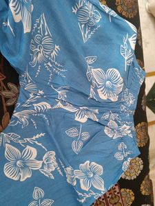 Blue Floral Cotton kurta set with Palazzo
