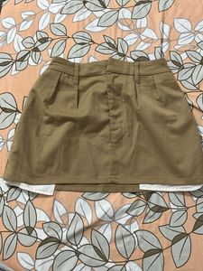 h&m khaki mini skirt
