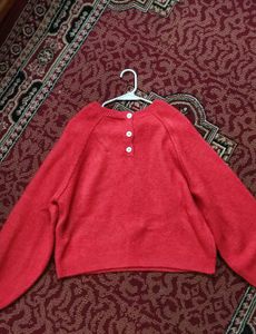 Zara Cozy Red Knit Sweater