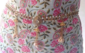 Elegant Pearl & Gold Indian Waist Belt